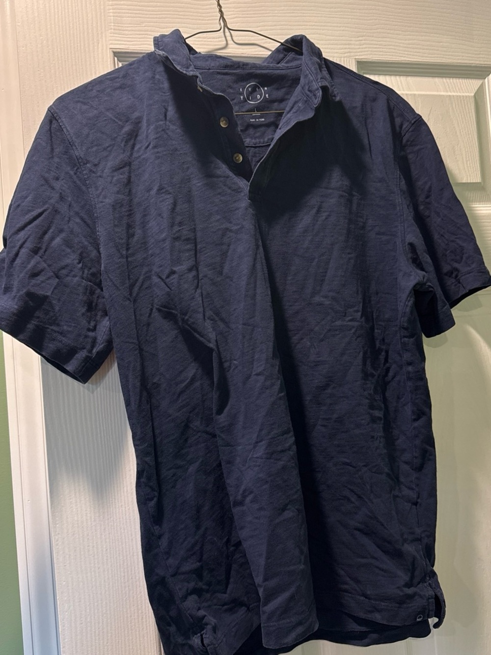 Men's Navy Short-Sleeve Henley polo Shirt